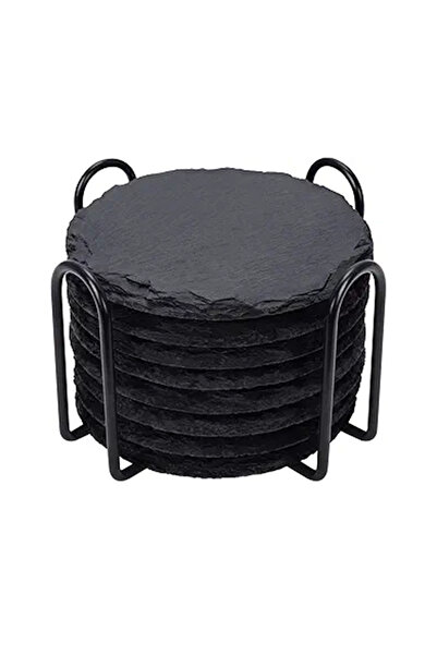 Choice1 ٨ قطع من قواعد الأكواب المستديرة المصنوعة من حجر الأردواز الطبيعي، قو...