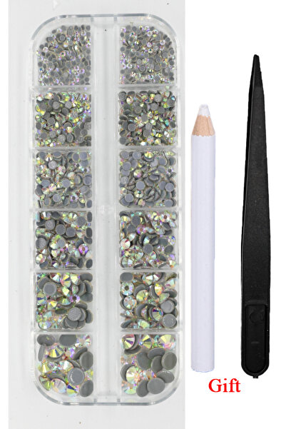 choice2 مجموعة كريستال AB 12Grid 1000 قطعة بأحجام متنوعة، أحجار الراين اللاصق...
