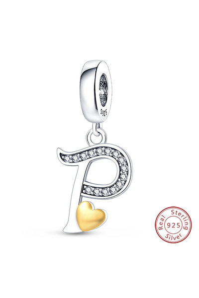 Choice6 PAC368-P Original 925 Sterling Silver Charm Beads Classic Gold Heart-...