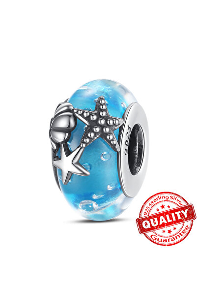 Choice64 LLZ037 Murano Glass Series 925 Sterling Silver Curved Feathers & For...