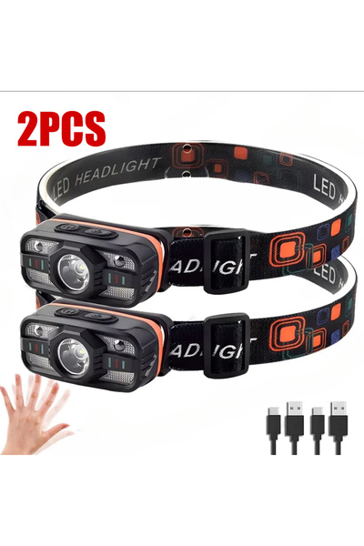 Choice1 مصباح رأس LED قابل لإعادة الشحن عبر منفذ USB، مزود ببطارية مدمجة و6 أ...