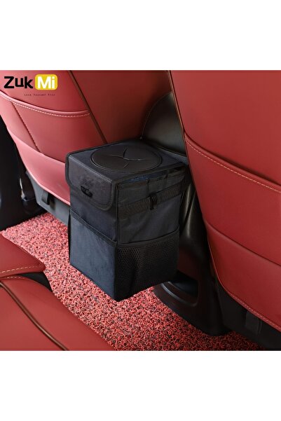 Choice1 سلة مهملات سوداء للسيارة مع غطاء - سلة مهملات مانعة للتسرب، قابلة للط...