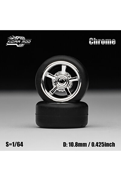 Choice8 MMW56 1/64 Model Car Electroplated Silver Wheels with Fixed Tires Com...