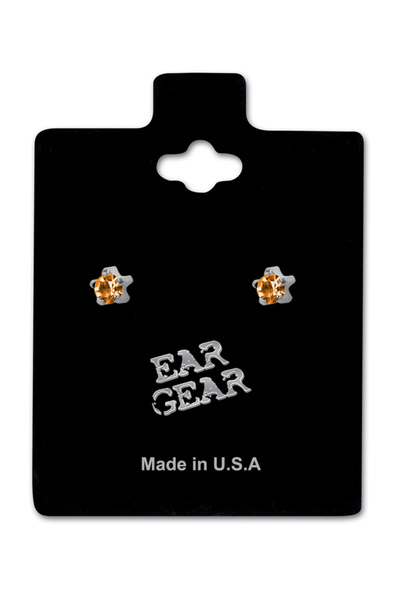 EAR GEAR أقراط صغيرة من الفولاذ الجراحي المقاوم للصدأ 316L مرصعة بحجر التوباز...