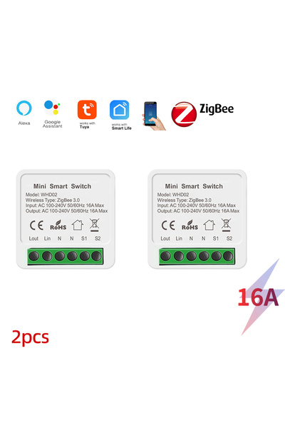 Choice 2pcs Tuya 16A ZigBee Smart Switch Module with Power Monitor 2 Way Cont...
