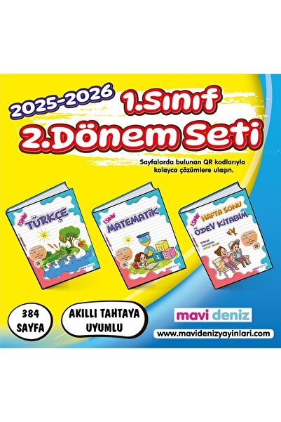 Mavi Deniz Yayınları Mavi Deniz 2026 1. Sınıf 2. Dönem Türkçe + Matematik + H...