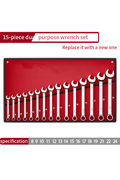 Choice4 طقم مفاتيح ربط مكون من 15 قطعة مع حقيبة لف، مقاسات من 6 إلى 24 مم، مص...