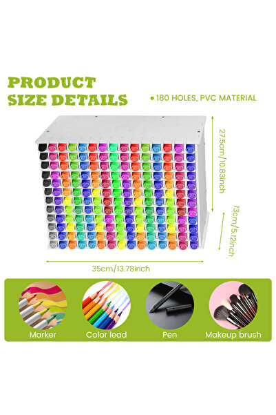 choice2 رف تخزين أقلام التحديد الفنية ذو سعة كبيرة، يحتوي على 180 فتحة و120/2...