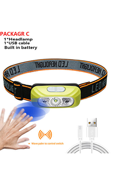 Choice4 مصباح رأس قوي الإضاءة، مصباح رأس LED محمول مزود بمستشعر، قابل لإعادة ...