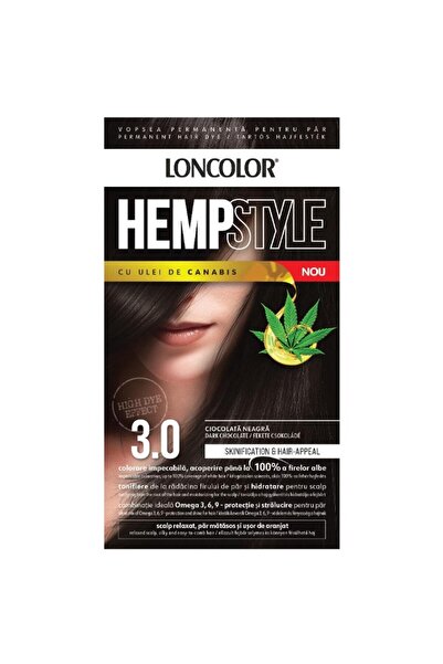 Loncolor Set 3 x Vopsea Permanenta pentru Par HempStyle, 3.0 Ciocolata Neagra...