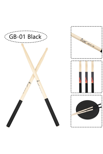 Choice8 عصي طبول GB-01 سوداء 5A من خشب القيقب، مضارب طبول DS-09 متعددة الألوا...