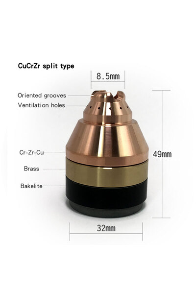 choice2 غطاء حماية موصلات CuCrZr P80 P-80، ملحقات فوهة شعلة قطع البلازما CNC