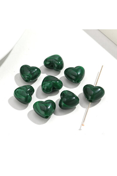 Choice5 20pcs-16x19mm dark green 20pcs Colorful Acrylic Resin Heart Beads 16x...