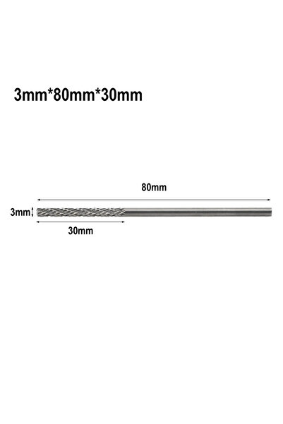 Choice4 3x80x30 قطعة واحدة، مثاقب كربيد بطول ساق 3 مم (1/8 بوصة) لقواطع التفر...