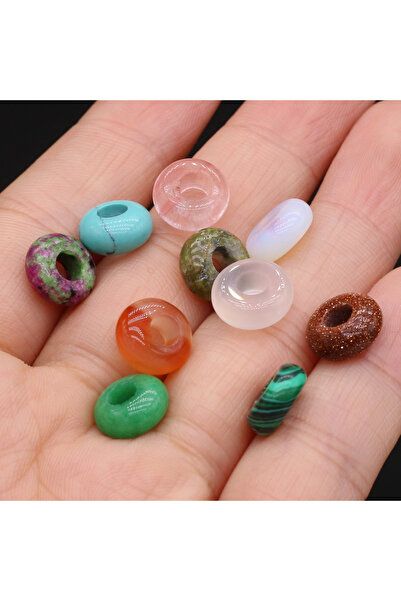 Choice3 5x10mm--hole4mm Mix Color 10pcs Natural Stone Big Hole Beads Abacus S...