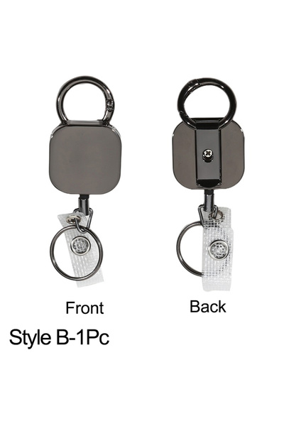 Choice1 مشبك حلقة مفاتيح معدنية من النوع B-1 قطعة، قابل للسحب، بكرة سلسلة مفا...