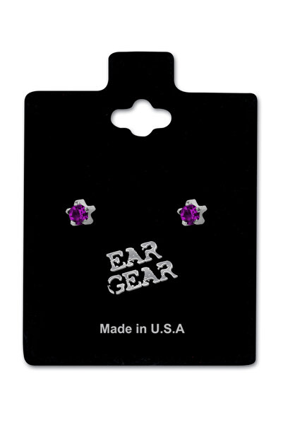 EAR GEAR Surgical Stainless Steel 316L 4mm Amethyst Earrings USA