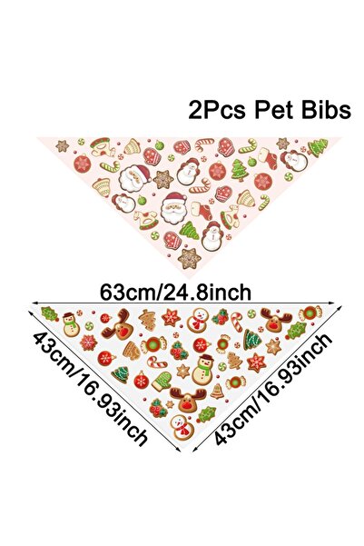 Choice3 03 2Pcs Christmas Plaid Dog Bandanas Cartoon Dog Scarf Bibs Puppy Pet...