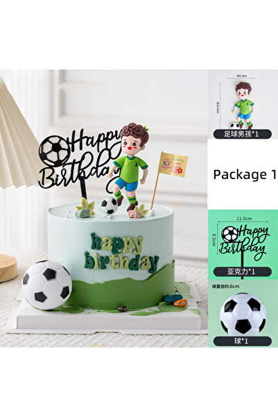 Choice28 مجموعة من 3 قطع لتزيين كعكة عيد ميلاد على شكل ولد كرة قدم، دمية لاعب...