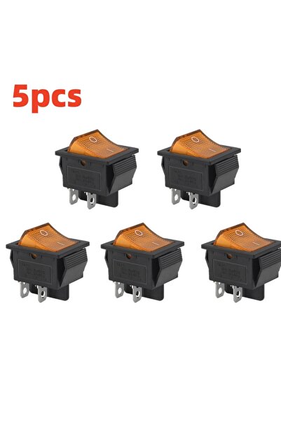 Choice4 5pcs yellow 5PCS KCD4 Rker Switch AC 10A/125V 6A/250V DPST 4 Pins 2 P...