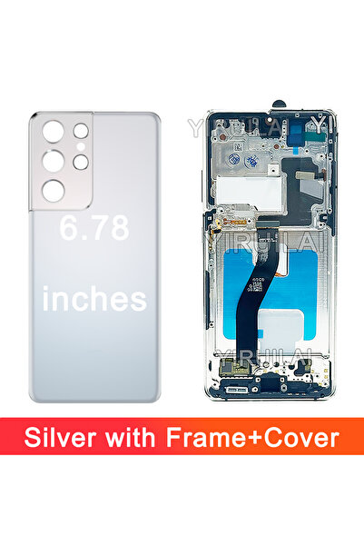 Choice1 إطار فضي | غطاء شاشة Super AMOLED مقاس 6.78 بوصة لهاتف S21 Ultra 5G G...