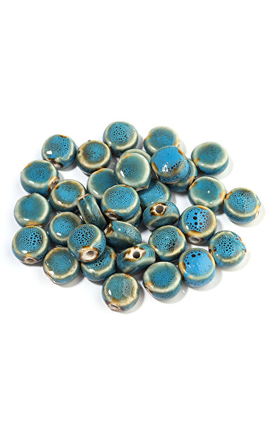 Choice12 Blue 10pcs/lot 12mm Multicolor Ceramic Flat Round Beads Floral Glaze...