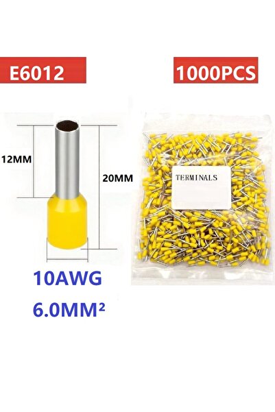 Choice6 أطراف توصيل أنبوبية صفراء اللون E6012، موصلات أسلاك كهربائية E0508 ​​...