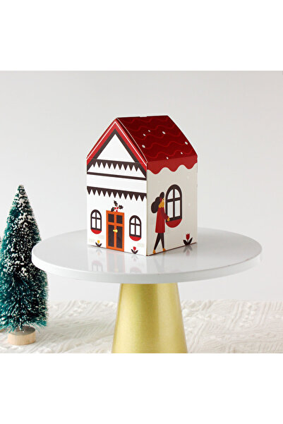 Choice1 علبة حلوى عيد الميلاد حمراء اللون، 10 قطع، مقاس 8.5 × 8.5 × 14 سم، بت...