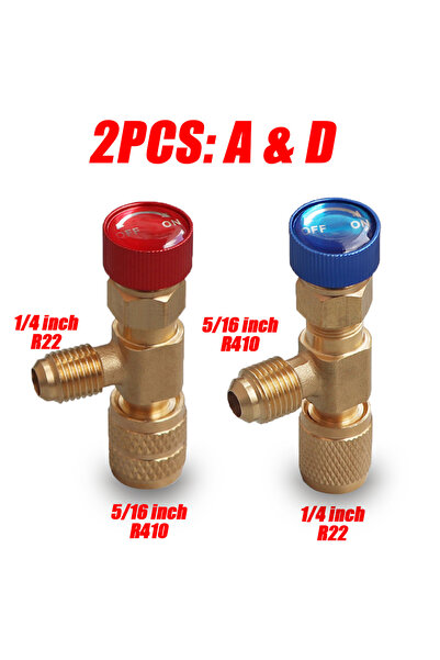 Choice1 قطعتان A D 4/2/1 قطعة R410A R22 1/4 بوصة صمام أمان شحن التبريد لتكييف...
