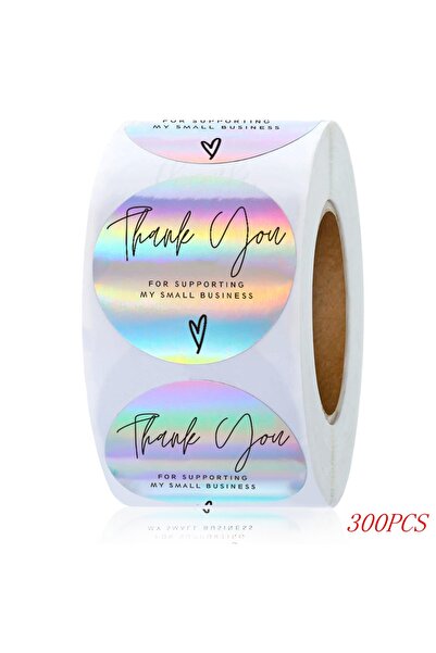 Choice20 ملصقات "شكرًا لك" زرقاء مقاس 1 بوصة، 300 قطعة (50-500 قطعة)، ليزر، ل...