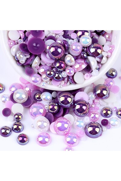 Choice3 3-10mm 10g Mix 12 Mix Color AB Half Round ABS Beads Pearl Flatback Be...