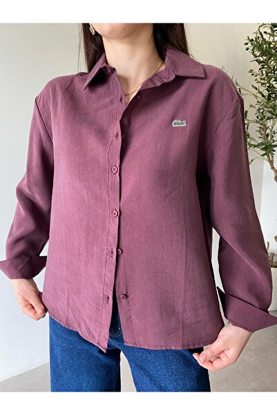 Bade Butik Βασικό πουκάμισο με λογότυπο σε μπορντό χρώμα