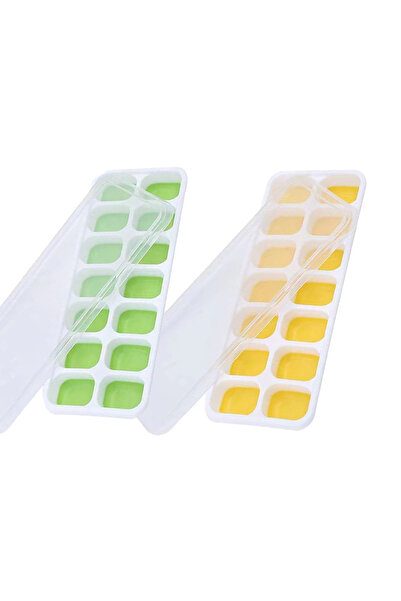 choice2 قالب مكعبات ثلج مربع من السيليكون، أخضر وأصفر، قطعتان أو أربع قطع، مع...