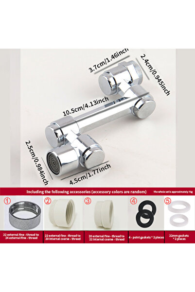 Choice5 1 موسع حوض مطبخ عالمي مقاوم للرذاذ، يعمل بالضغط، ثنائي الوضع، زاوية ق...