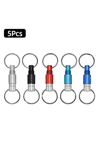 Choice1 5 قطع من حلقات المفاتيح المزدوجة القابلة للفصل، حامل مفاتيح معدني محم...