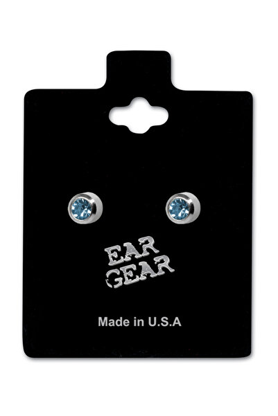 EAR GEAR أقراط صغيرة من الأكوامارين، مصنوعة من الفولاذ الجراحي المقاوم للصدأ ...