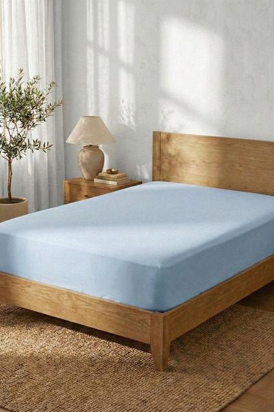 MOYA HOME Double Cotton Fitted Sheet Blue