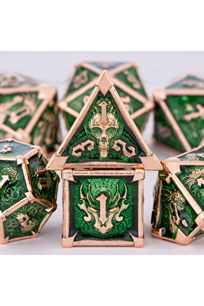 Choice5 AF07 DnD Skull&Dragon Metal Dice Set, Metal Sharp Edge Dice for Dunge...