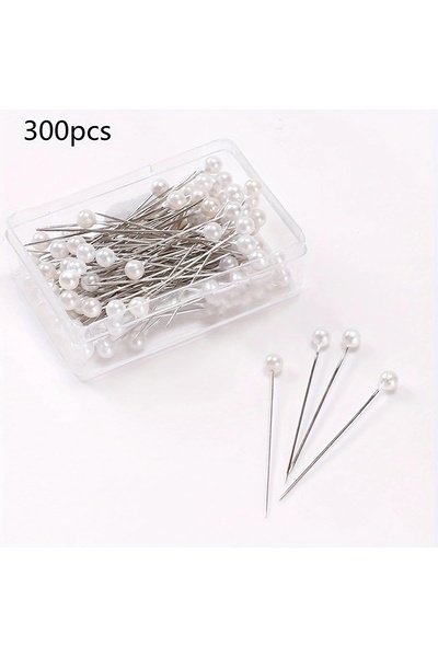 choice2 300 قطعة من إبر الخياطة مقاس 4 سم، إبر خياطة مستقيمة برأس كروي زجاجي ...