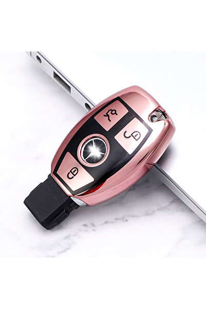 Choice1 pink 3 buttons Soft TPU Car Remote Key Case Cover Fob for Mercedes Be...