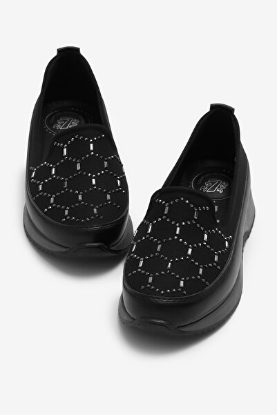 Tonny Black Kadın Siyah Siyah Taş Loafer Günlük Ayakkabı