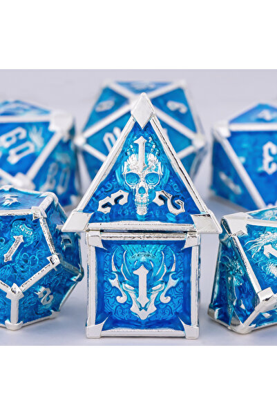 Choice1 AF09 DnD Skull&Dragon Metal Dice Set, Metal Sharp Edge Dice for Dunge...