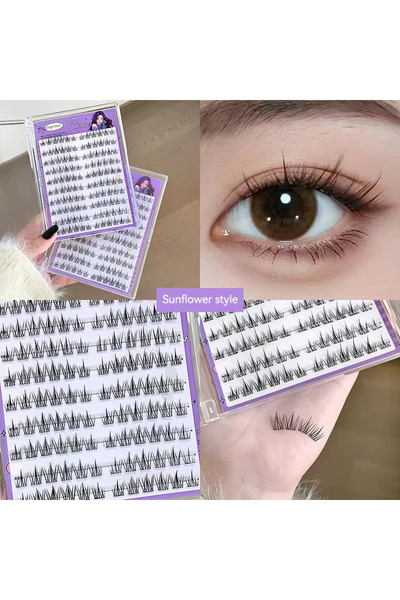 Choice1 10mm B Sunflower Design False Eyelashes - 90-120 Clusters No Glue Eas...