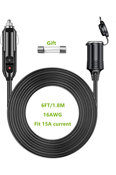 Choice1 Black-EC-6FT-14AWG Durable Super Car Charging Power Cord Cigarette Li...