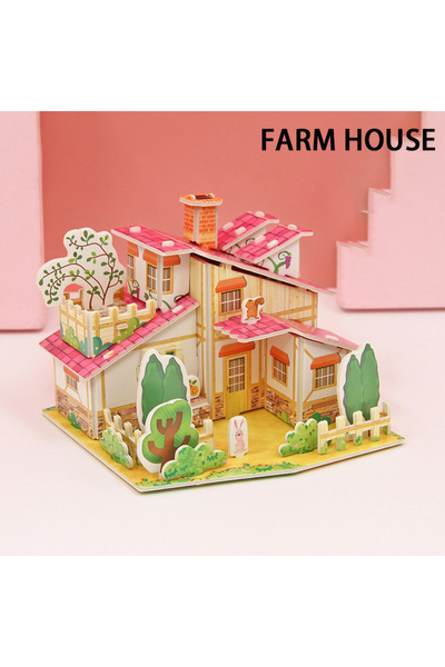 Choice23 بيت مزرعة ثلاثي الأبعاد، أحجية ورقية، بيوت مونتيسوري مصغرة، نماذج بن...