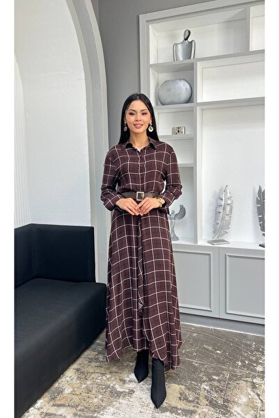 MY GRS EKOSE DESEN FIRFIRLI GÖMLEK ELBİSE