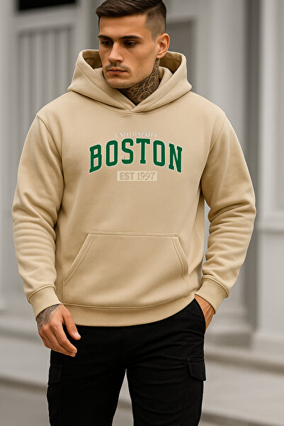 dont quıt Beige Hooded Sweatshirt Boston Green