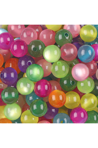 Choice9 Random color mixing 50PCS resin imitation cat's eye round beads, colo...