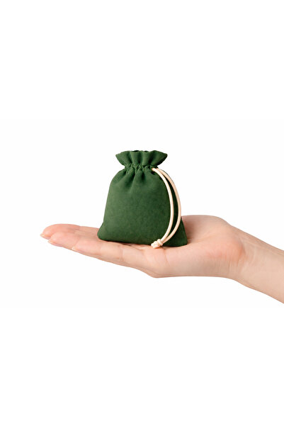 ALASEREN 10X15 cm Velvet Look Honeycomb Fabric Drawstring Green Pouch 3-Piece Set – for Jewelry and Wedding Gifts