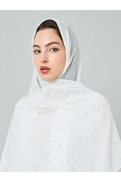 Amirah By Styli White Embellished Textured Hijab